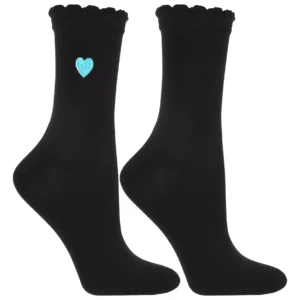 Skarpetki z haftem serce niebieskie
