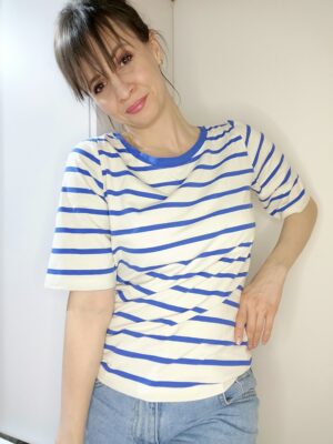 Bluzka damska w paski niebieska