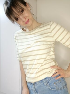 Bluzka damska w paski beż