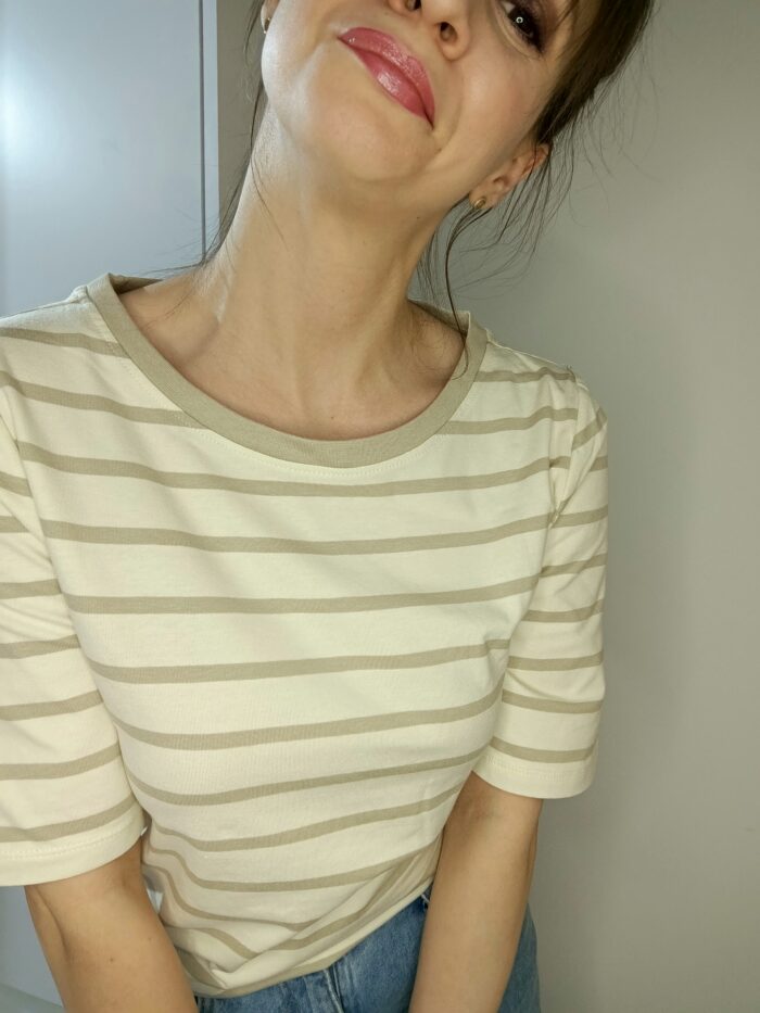 Bluzka damska w paski beż