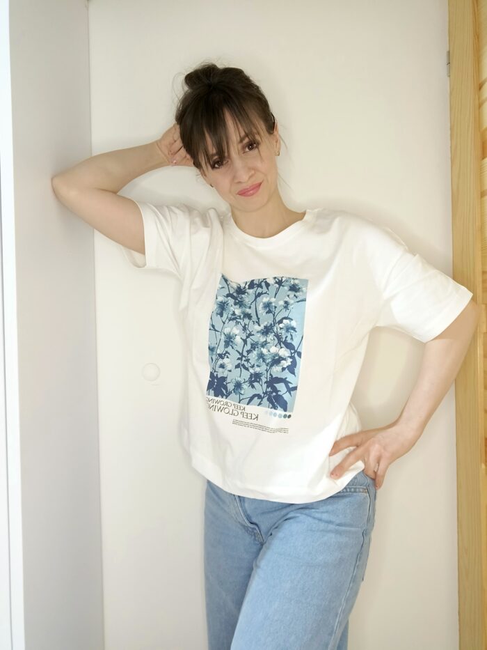 T-shirt bawełniany Błękitny Ogród