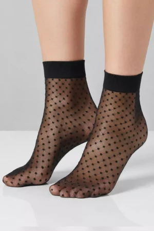 Skarpetki rajstopowe czarne wzorek